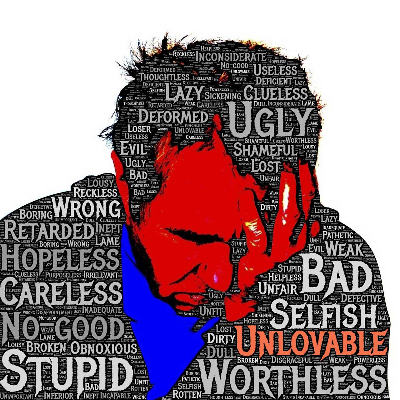 UNLOVABLE (in word cloud graphic of ego self-concept words)